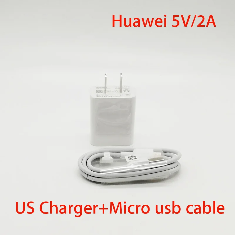 Оригинальное зарядное устройство huawei 5V 2A EU адаптер Micro usb кабель для huawei P8/lite mate 8 p9 lite/p10 lite/nova 3i/2i/mate 10 lite/Y9 - Тип штекера: US Charger and Cable