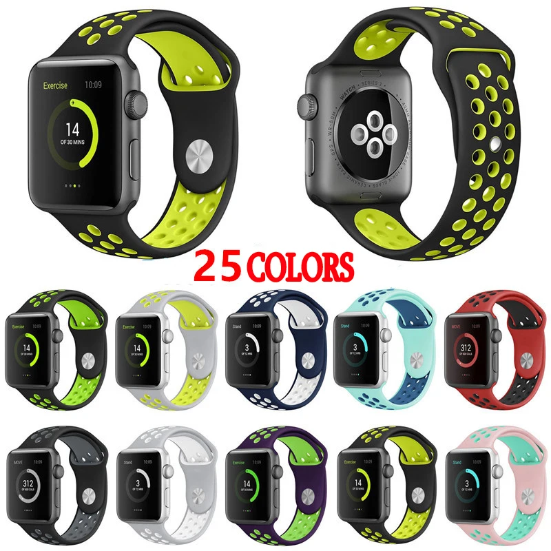 Брендовый резиновый ремень для apple watch, легкий светильник, гибкий дышащий силиконовый ремешок для iWatch, спортивный ремешок, официальный цвет