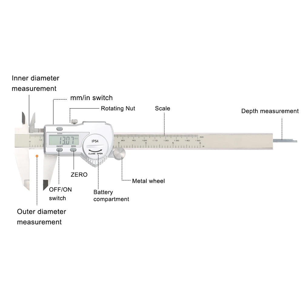 

0-12" 0-300mm Measuring Tool Stainless Steel Digital Caliper Messschieber paquimetro measuring instrument Vernier Calipers