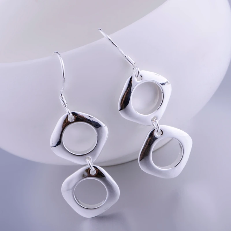 Блестящие круглые посеребренные серьги 925 ювелирные изделия для женщин