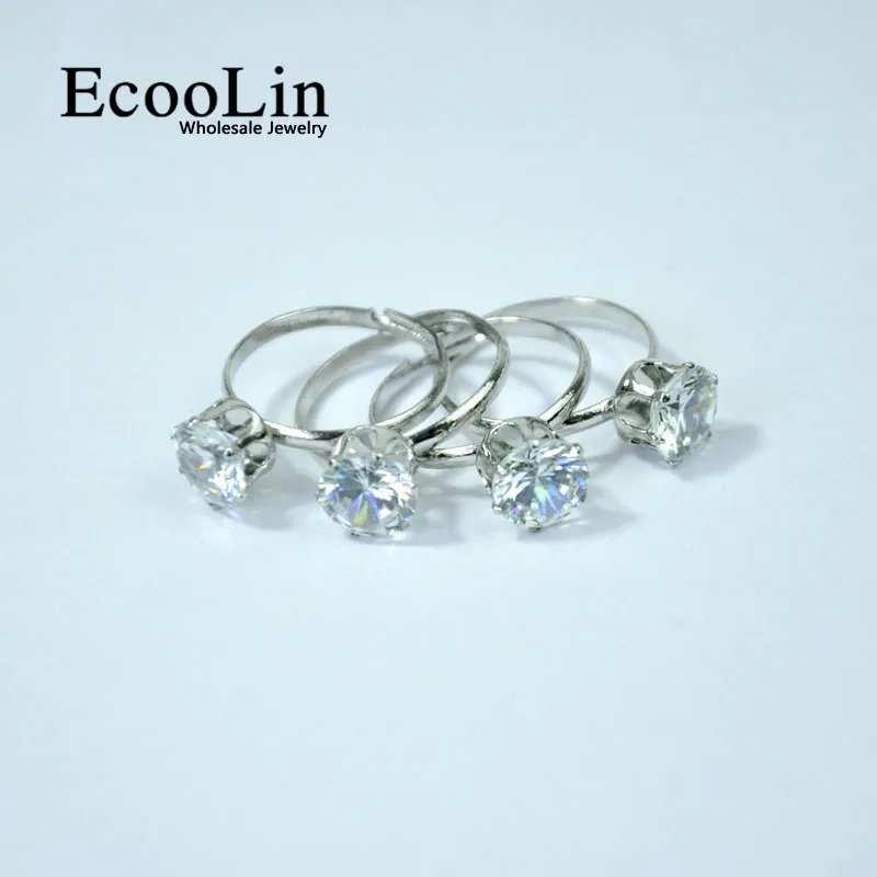 Женские кольца с серебряным покрытием EcooLin 1 карат цирконий 10 шт.|ring lot|silver plated