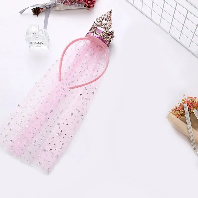 Тиара с блестками для маленьких девочек повязка на голову сетчатым покрытием