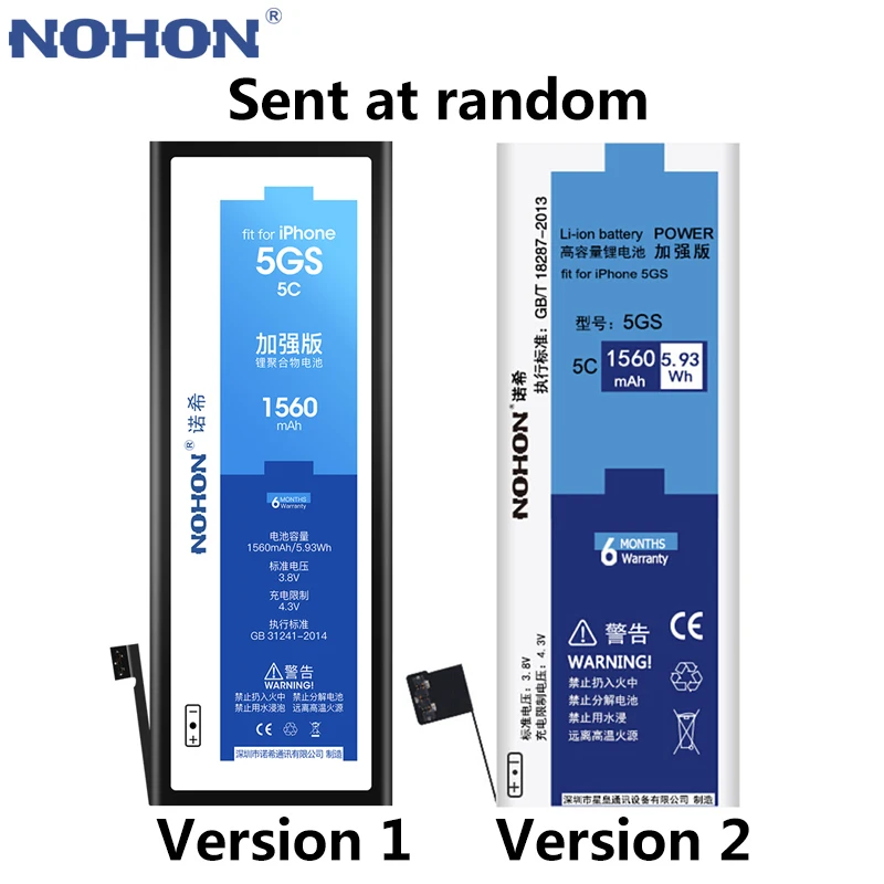 NOHON аккумуляторы Батарея Для Apple iPhone 5S 5C 5 5G 6 S iPhone5 iPhone5S iPhone6S батареи Bateria Реальная Batterie перезаряжаемый Емкость Бесплатный Ремонт Станков Batteria С Розничным Пакетом