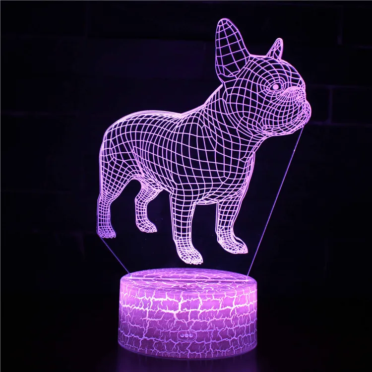 bulldog Французский бульдог кошка сова LED 3D визуальную иллюзию ночник Творческий Украшение стола USB свет декоративные Новинка лампы Дети подарок - Испускаемый цвет: bulldog