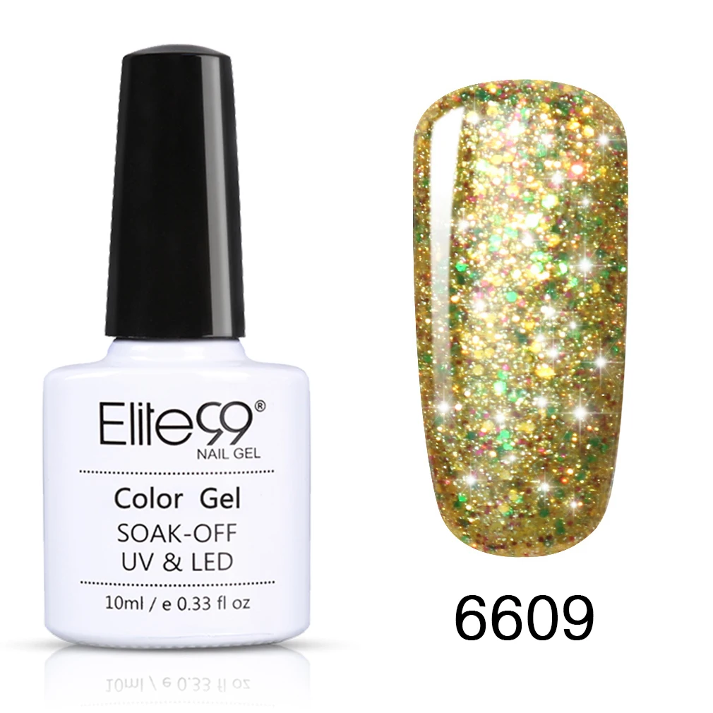 6609 Elite99 10 мл Звездный Гель-лак для ногтей Супер Bling Soak Off UV лампа Гель-лак Блеск Гель-лак маникюр лак для ногтей - Цвет: 6609