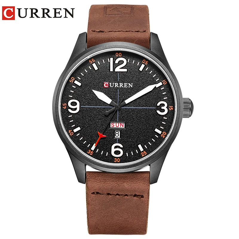 CURREN 8265 Черный Лицо Цифровой Бренд Моды Роскошь Случайные Спортивный Хронограф