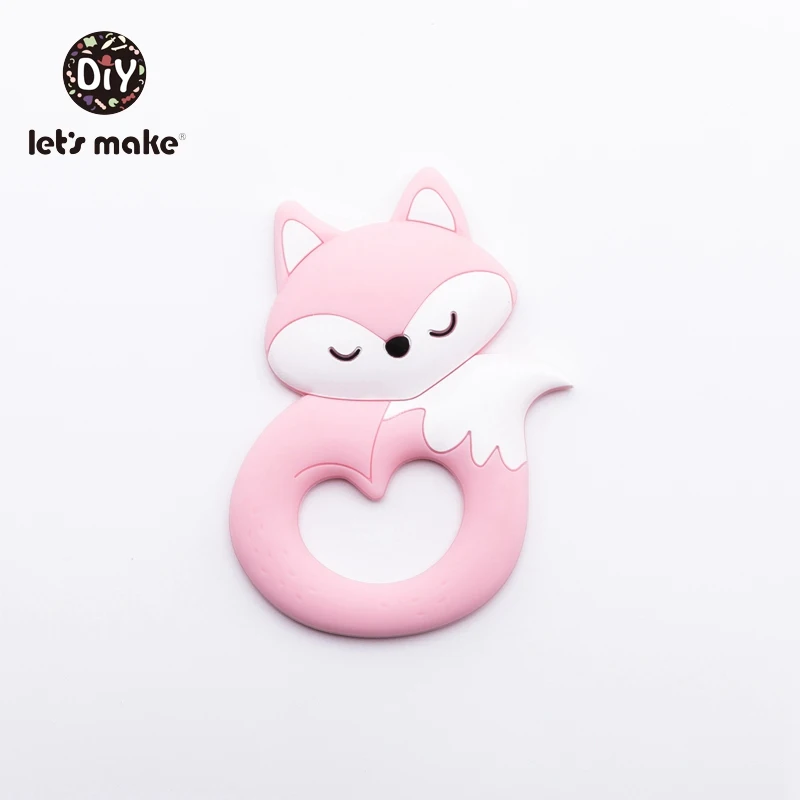 Pink Let's Make/6 шт., Прорезыватель для зубов для малышей, миниатюрный стержень, Прорезыватель для зубов из пищевого силикона, Прорезыватель для зубов для малышей, Силиконовые Прорезыватели в форме лисы и животных - Цвет: Pink