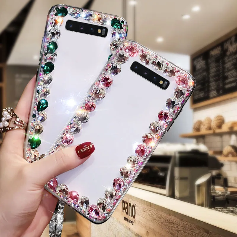 Чехол для мобильного телефона с бриллиантами отправки белых бусин Samsung Galaxy S10plus