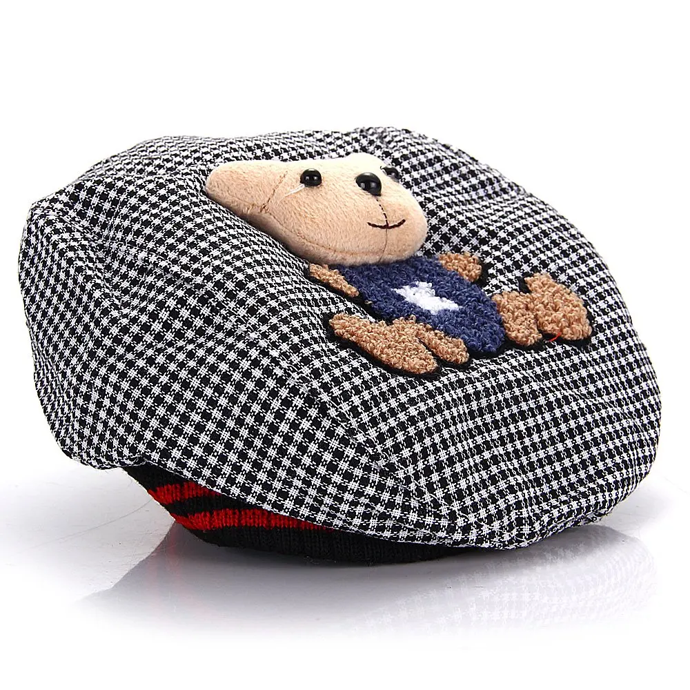 WOTT Hat Beret Cap tiles Black and white plaid for infant baby girl boy | Детская одежда и обувь