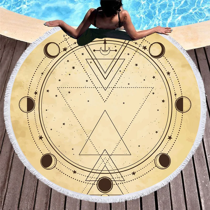 Мифологические элементы ретро узор пляжные полотенца солнце луна богиня ручная