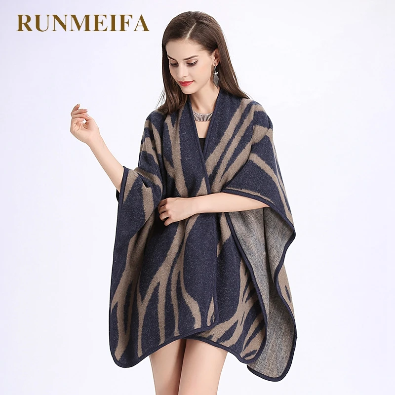RUNMEIFA новинка 2019 пончо из пашмины для женщин осенне-зимний женский плащ накидка с