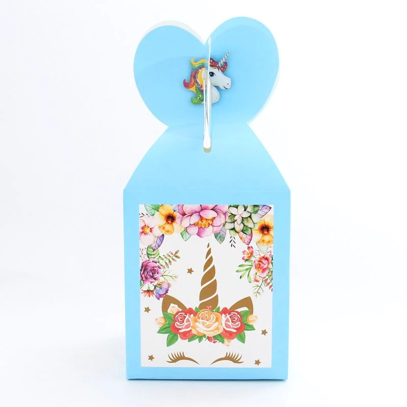 blue candy box 6pcs 1 компл. 29*40 см Единорог бумажная Складная пиньята Дети Девочки Мальчики День рождения поставщик с днем рождения украшения вечерние игрушки игры подарок - Цвет: blue candy box 6pcs