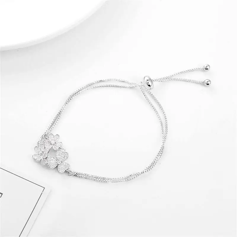 Браслет женский простой зеленый медный с четырехлистным клевером|Цепочки и