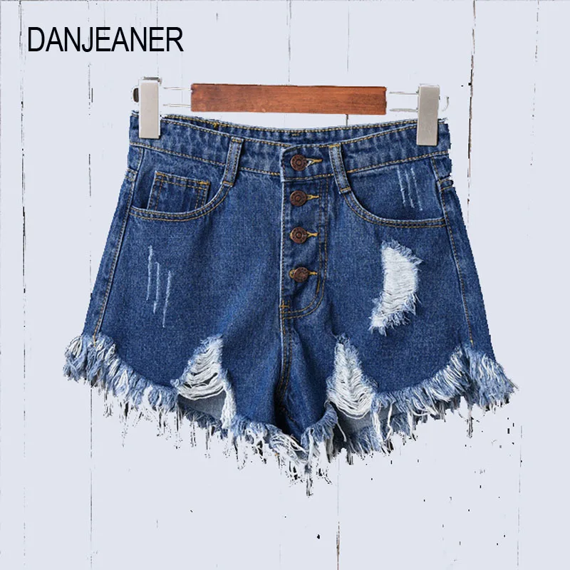 DANJEANER европейские и американские BF летние женские джинсовые шорты с высокой талией женские свободные Дырокол джинсовые шорты Большие размеры