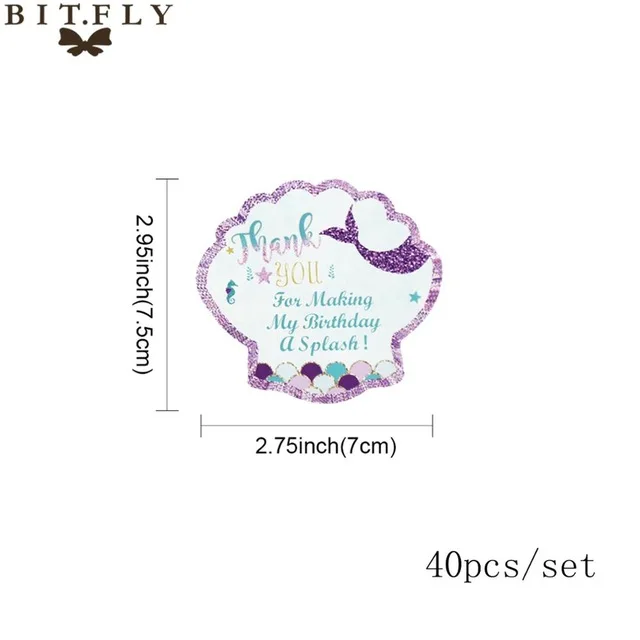Mermaid Stickers BIT. FLY Русалка Вечерние одноразовые бумажные стаканчики тарелки соломы вилки ложки Русалка День Рождения украшения Детские принадлежности - Цвет: Mermaid Stickers