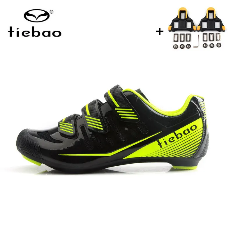 green with cleats Tiebao/Профессиональная обувь для велоспорта; Ультралегкая обувь для шоссейного горного велосипеда; обувь для гонок; спортивная обувь для велоспорта; Zapatillas Ciclismo - Цвет: green with cleats
