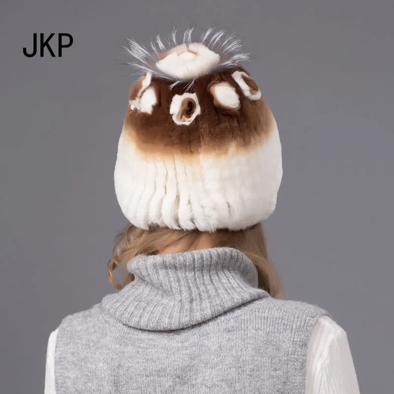JKP русская зимняя вязаная меховая шапка для чернобурки женская с натуральными