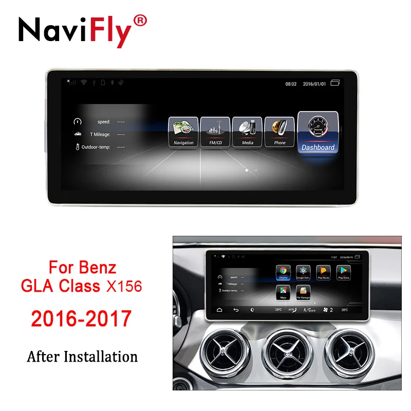 NaviFly 3G RAM 32G ROM 4G LTE автомобильный аудио gps радио плеер для Benz GLA Class X156 2016 до 2017 с 10 25