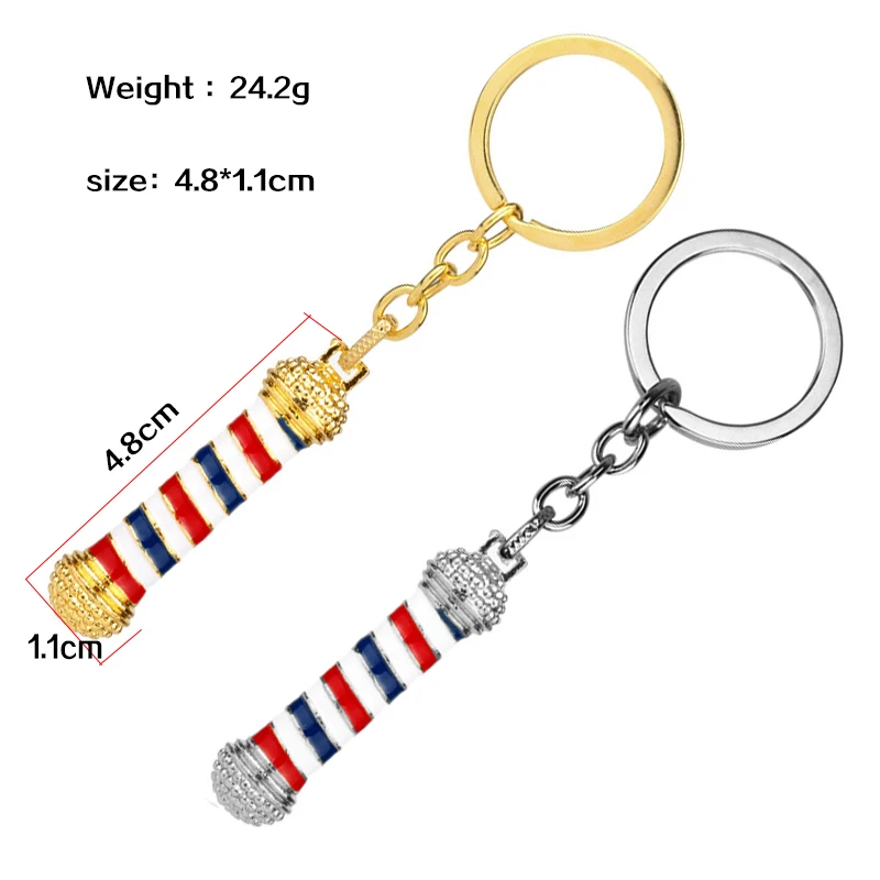 Barber Shop Pole 3D Chain Choker Keychain Hip Hop KeyChain Inlaid crystal | Украшения и аксессуары