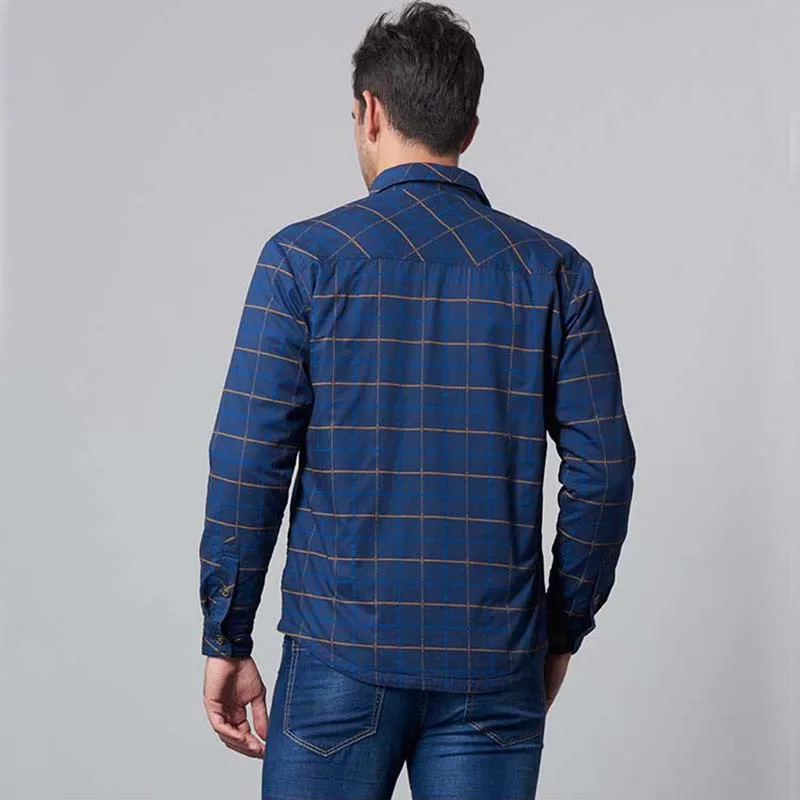 Autumn Winter New Fashion Mens Fleece Shirts Casual Plaid Shirt Long Sleeve Cotton Male Tops Clothing