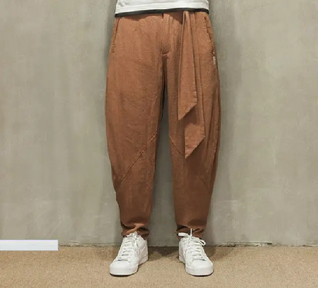 Брюки самурая размера плюс 4XL в стиле панк Штаны шаровары хип хоп обувь японском