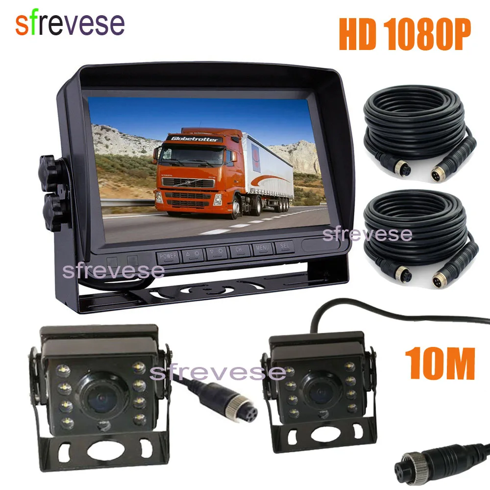 7 дюймовый IPS HD 4 контактный автомобильный монитор заднего вида + 2x