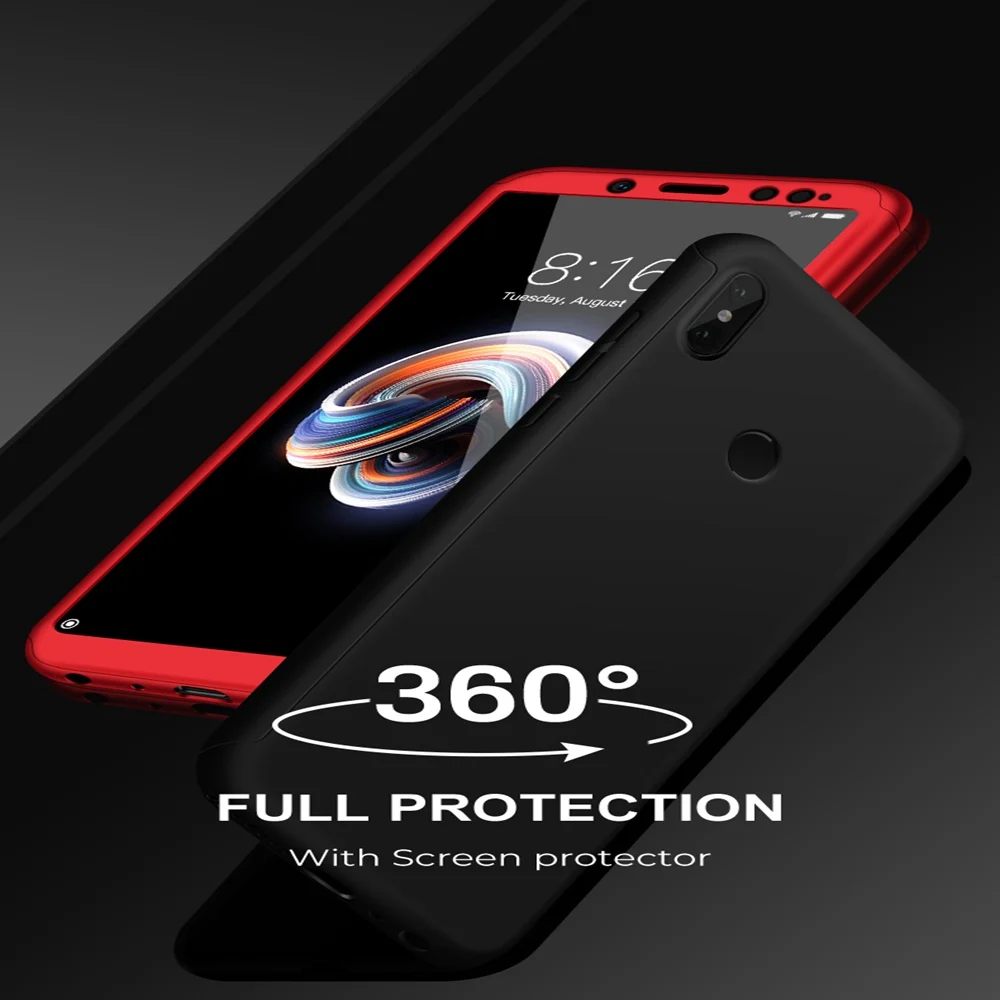 Full Protect Phone Case For Xiaomi Redmi Note 7 6 Pro Tempered Film Cover 4X 5A 5 6A Coverage PC Capa |