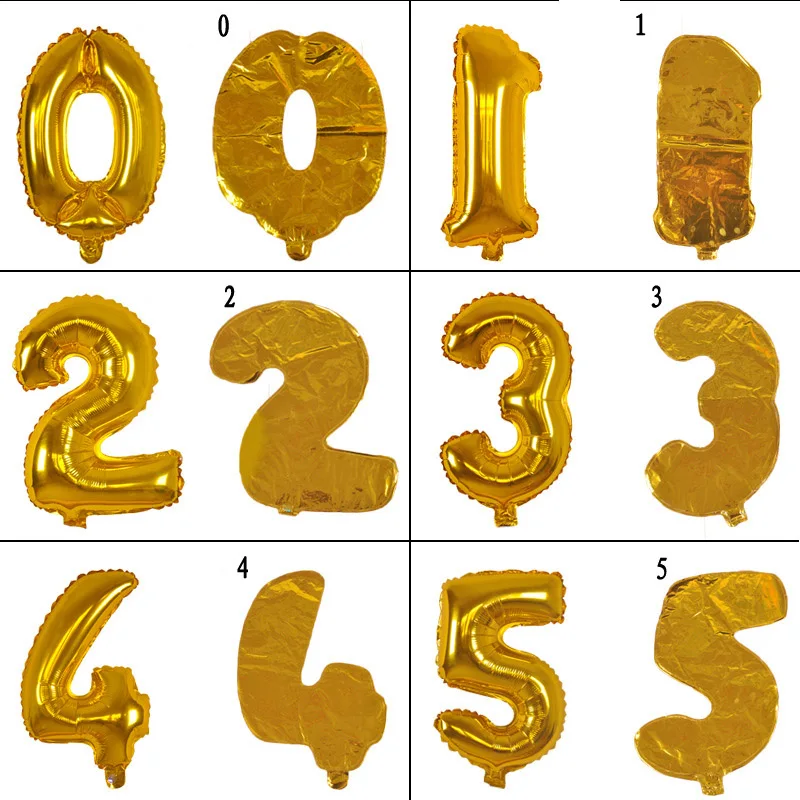hot sale 16 inch Bright Gold balloons Digital 0-9 Number Balloons Wedding Birthday Party Decorative Inflatable balloon | Дом и сад