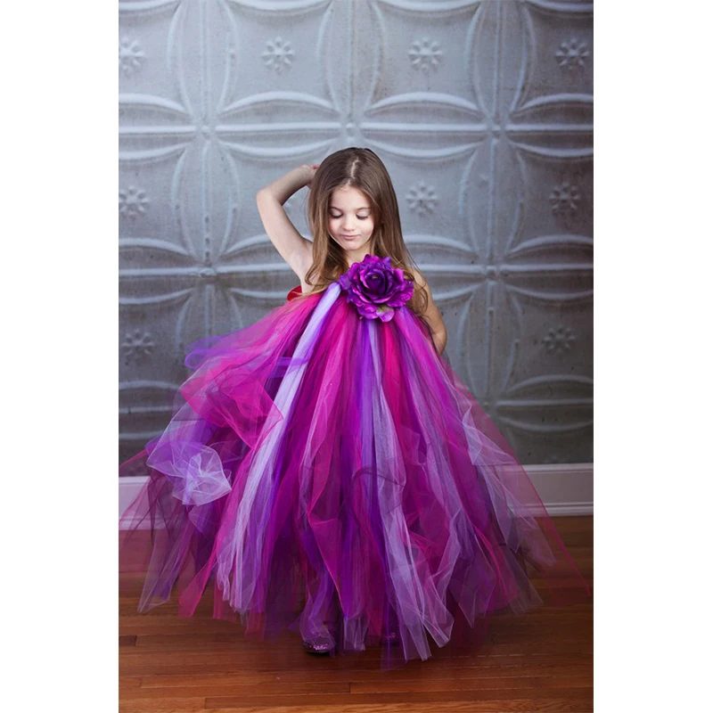 2T-8Y Shades Of Purple Tutu Dress Girl Flower Princess Baby Party For Birthday Photo Wedding Festival | Детская одежда и обувь