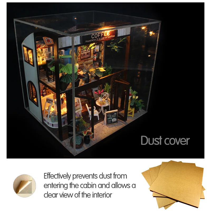 

Doll House Miniature DIY Dollhouse With Furnitures Wooden House Toys For Children Girls Gift M027 Waiting Time Coffee House