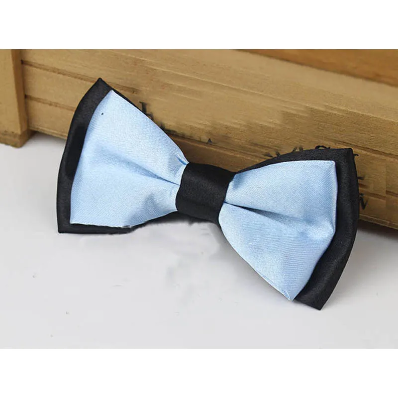 Black Light Blue Wedding Classic Kid Suit Neckwear Baby Boy's Baby Fashion Solid Color Adjustable Bowtie Children Two Tone Pet Dog Cat Bow Tie - Цвет: Black Light Blue