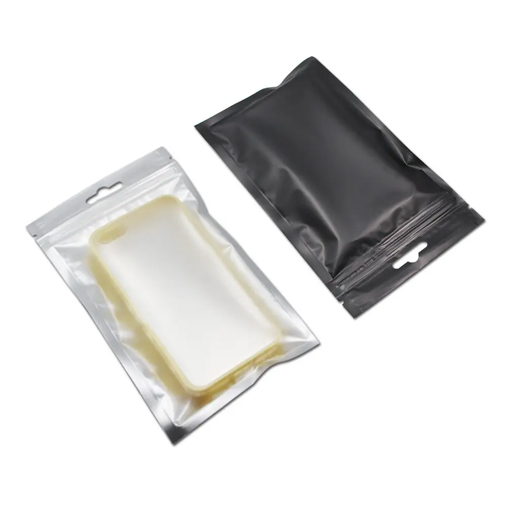 Matte Clear Black 100 шт Матовая прозрачная цветная упаковочная сумка из алюминиевой фольги с застежкой-молнией с отверстием для подвешивания майларовая фольга пластиковая упаковка для пищевых продуктов - Цвет: Matte Clear Black