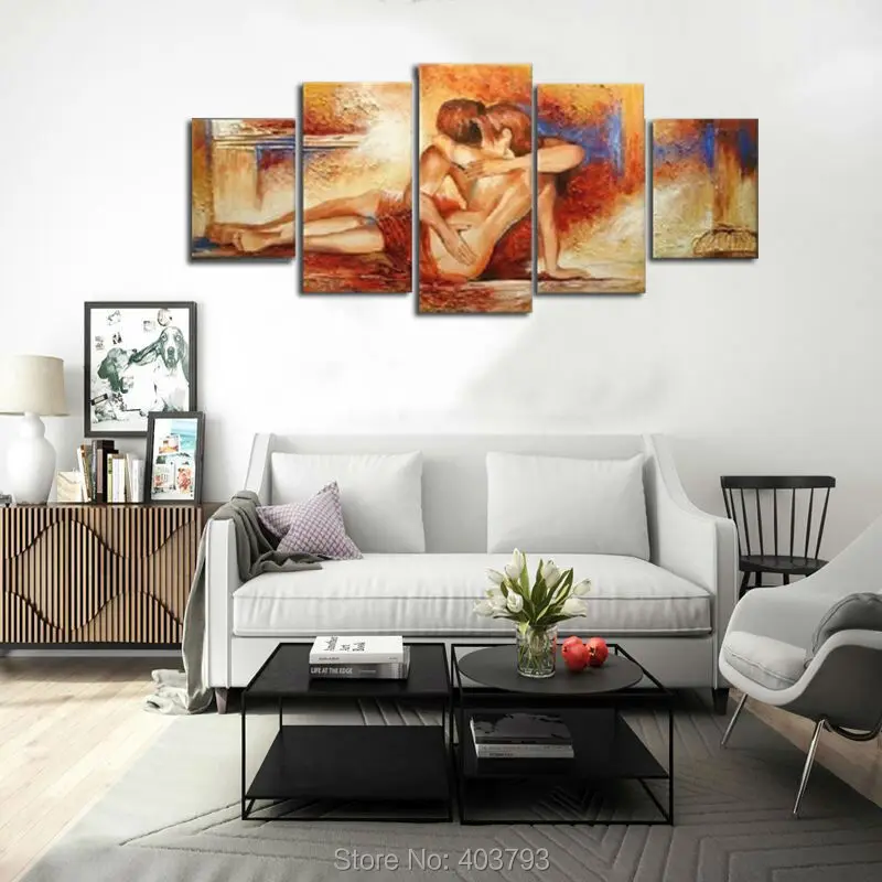 Обнаженная телесная пара любовь обнимает художественный холст искусство