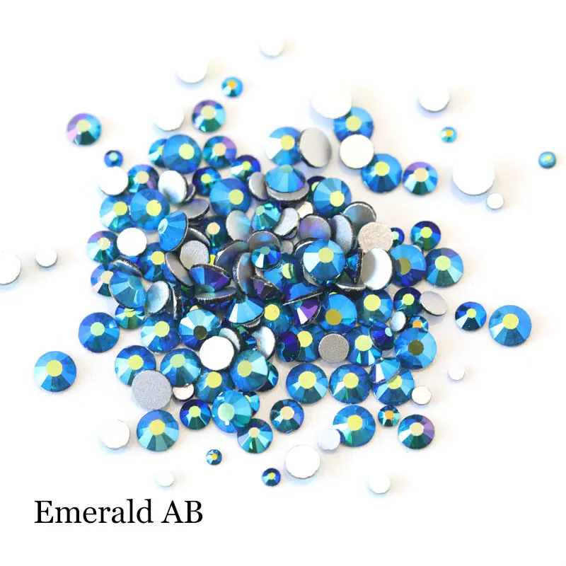 Emerald-AB 1000 шт./пакет разных размеров с украшением в виде кристаллов AB Цвета не требуют горячей фиксации Стразы с плоской задней Красный AB блестящие стразы для украшения ногтей, B1010 - Цвет: Emerald-AB