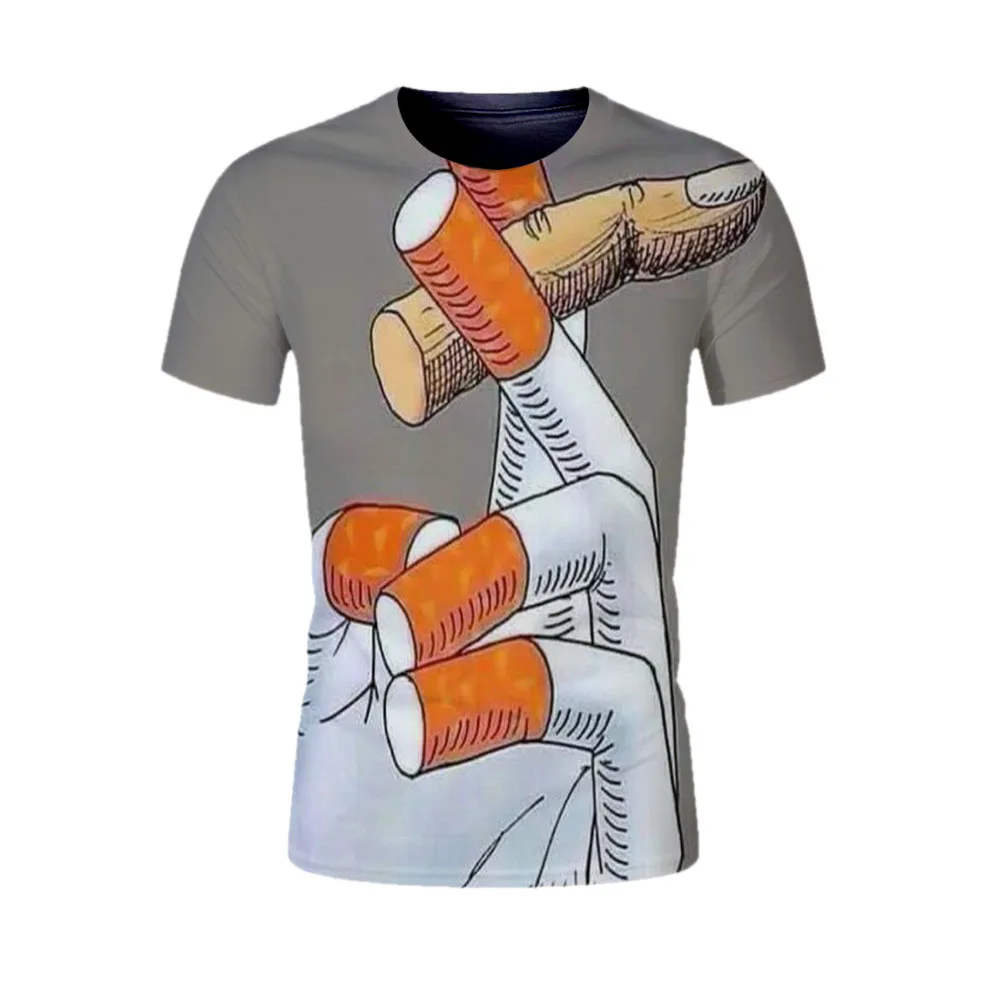 mens t shirt casual anime streetwear teens cool tops tees workout shirts comic smoke t-shirt men 3D print finger | Мужская одежда