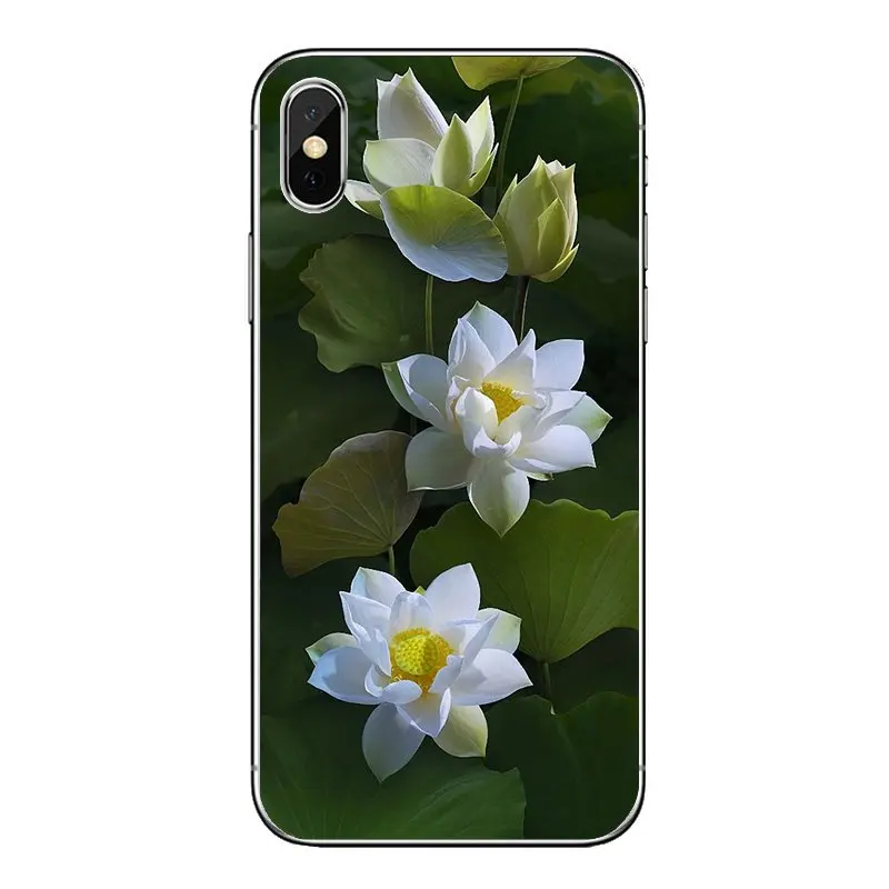 Transparent TPU Case Pink White Red Lotus Flower Art Poster For Huawei P20 Lite Nova 2i 3i 3 GR3 Y6 Pro Y7 Y8 Y9 Prime 2018 2019 |