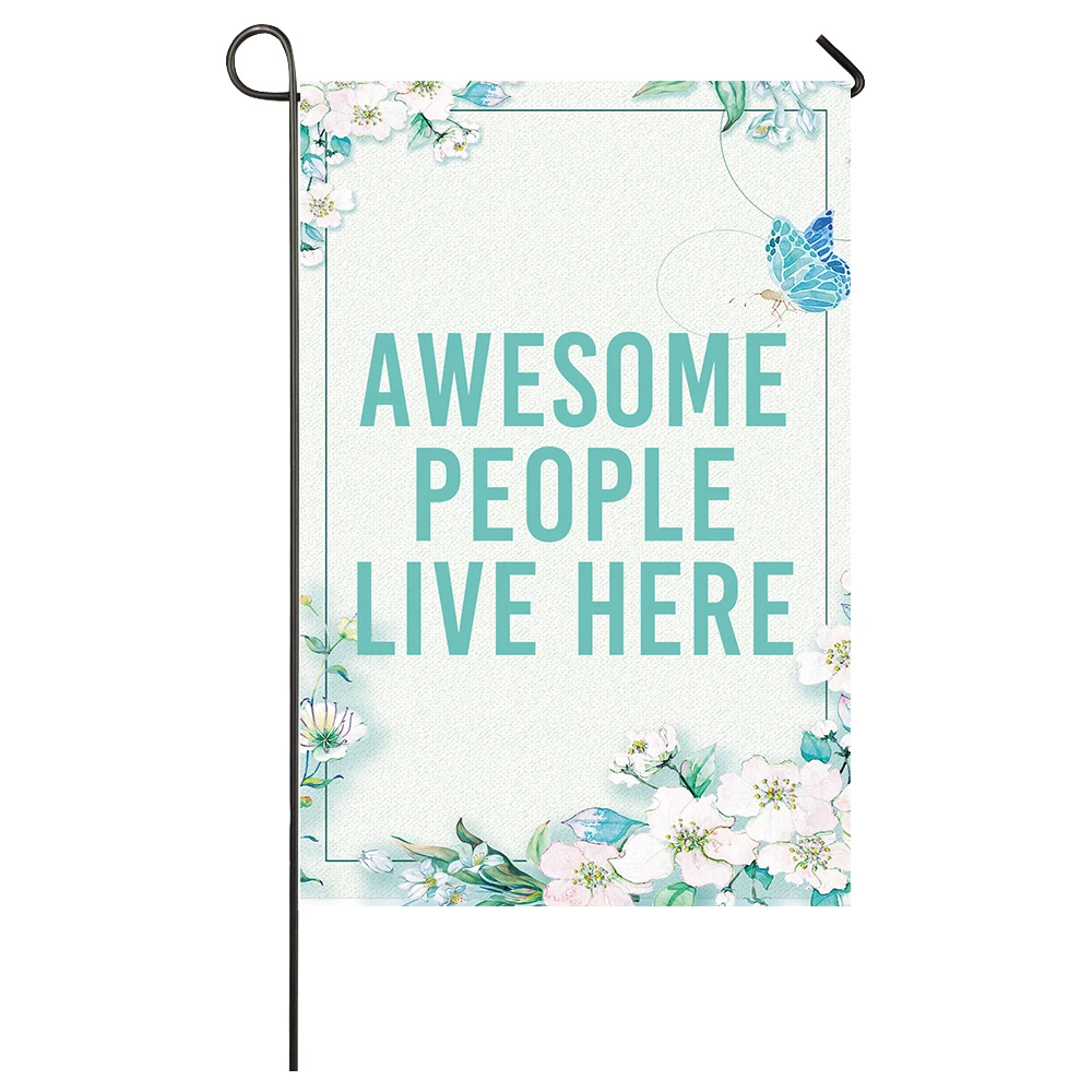 

Awesome People Live Here Garden FlagHome Decor Flags Happy Festival Household Hanging Flag