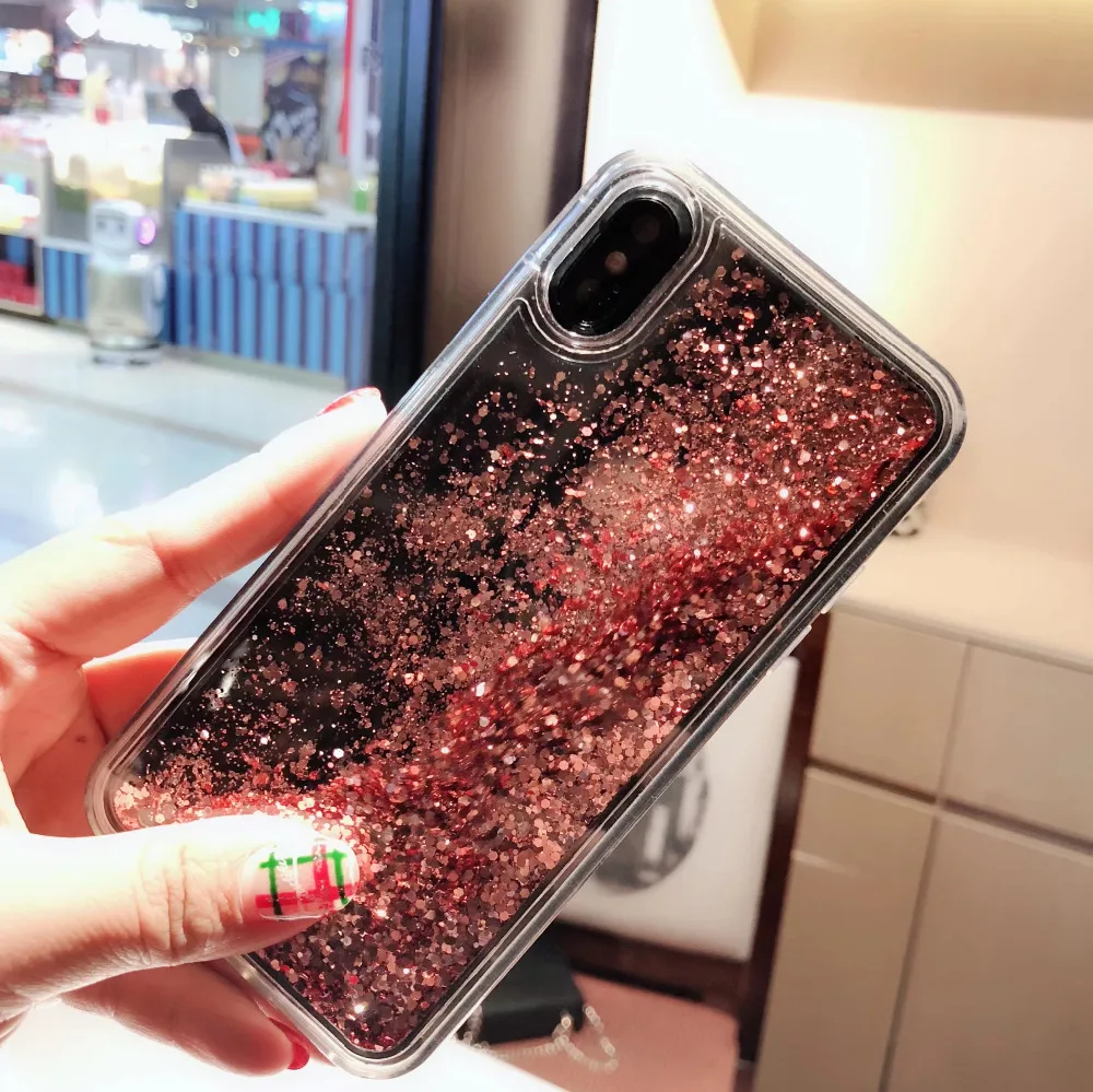 The new Bling Liquid Quicksand Cases For IPhone 6 6S Plus Case Paste Shiny Back Cover Iphone 7 Coque X 8 |