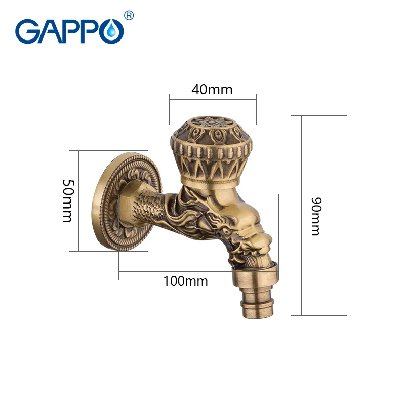 GAPPO Bibcocks taps Antique Brass wall mounted Bathroom Washing Machine basin Faucet Long Garden Tap sink garden | Обустройство дома