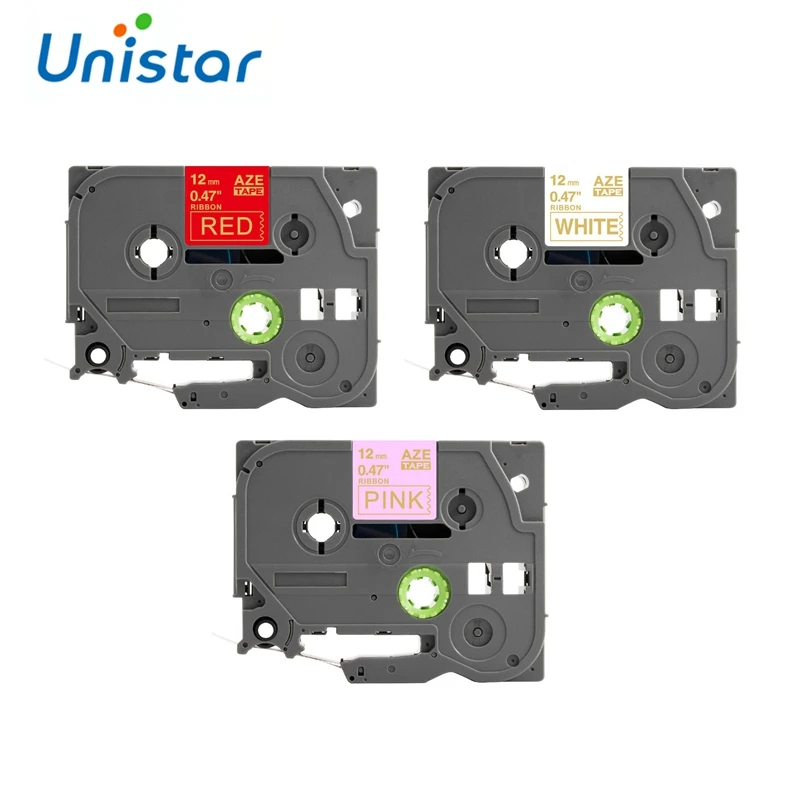 Атласная лента Unistar TZe набор из 3 предметов 12 мм совместимый с Brother RE34 этикетками