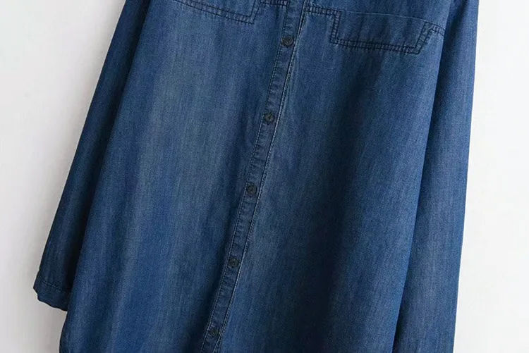 S68 осень Большие размеры Для женщин одежда джинсовая ткань tencel рубашка 5XL