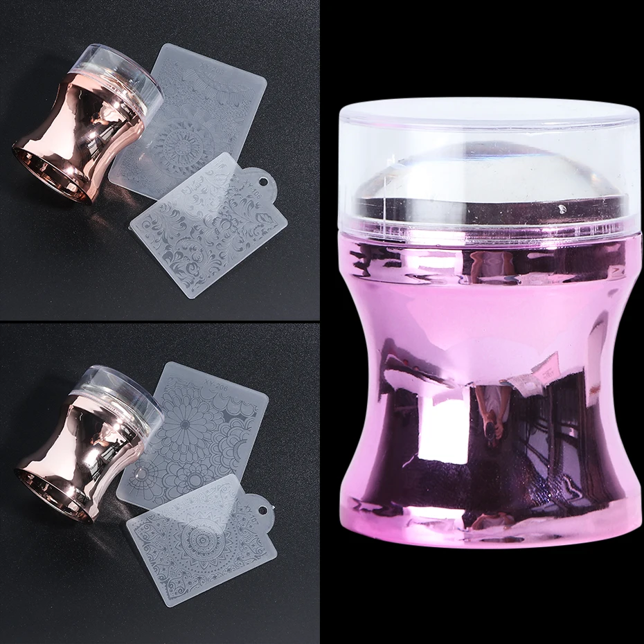 3pcs Jelly Silicone Head Nail Stamper Scraper Color Holographic Polish Transfer Capsule Nail Transparent All For Manicure LE1033