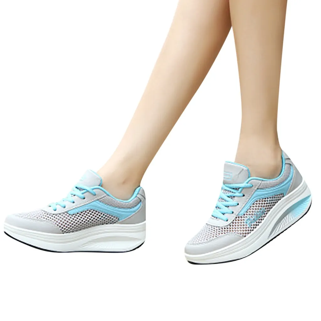 Mesh sneakers women platform casual shoes Breathable Student Running loafers lace-up buty damskie#G9 | Обувь