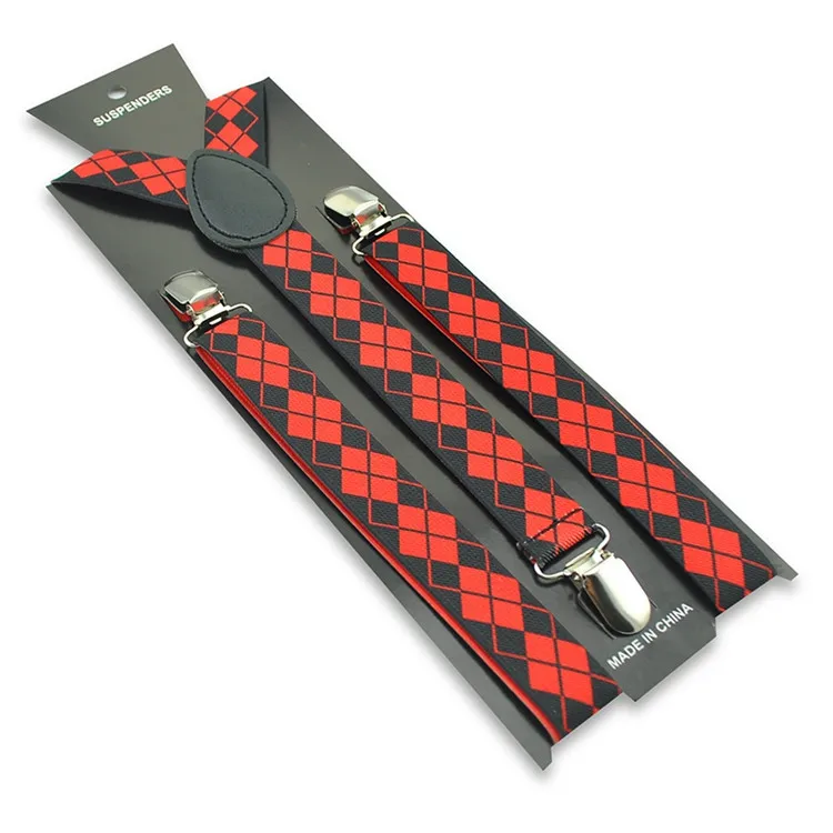 red plaid Разноцветный полосатый клетчатый сарафан в клетку, джинсовые штаны с подтяжками для мужчин и женщин, эластичные подтяжки на 2,5 см - Цвет: red plaid