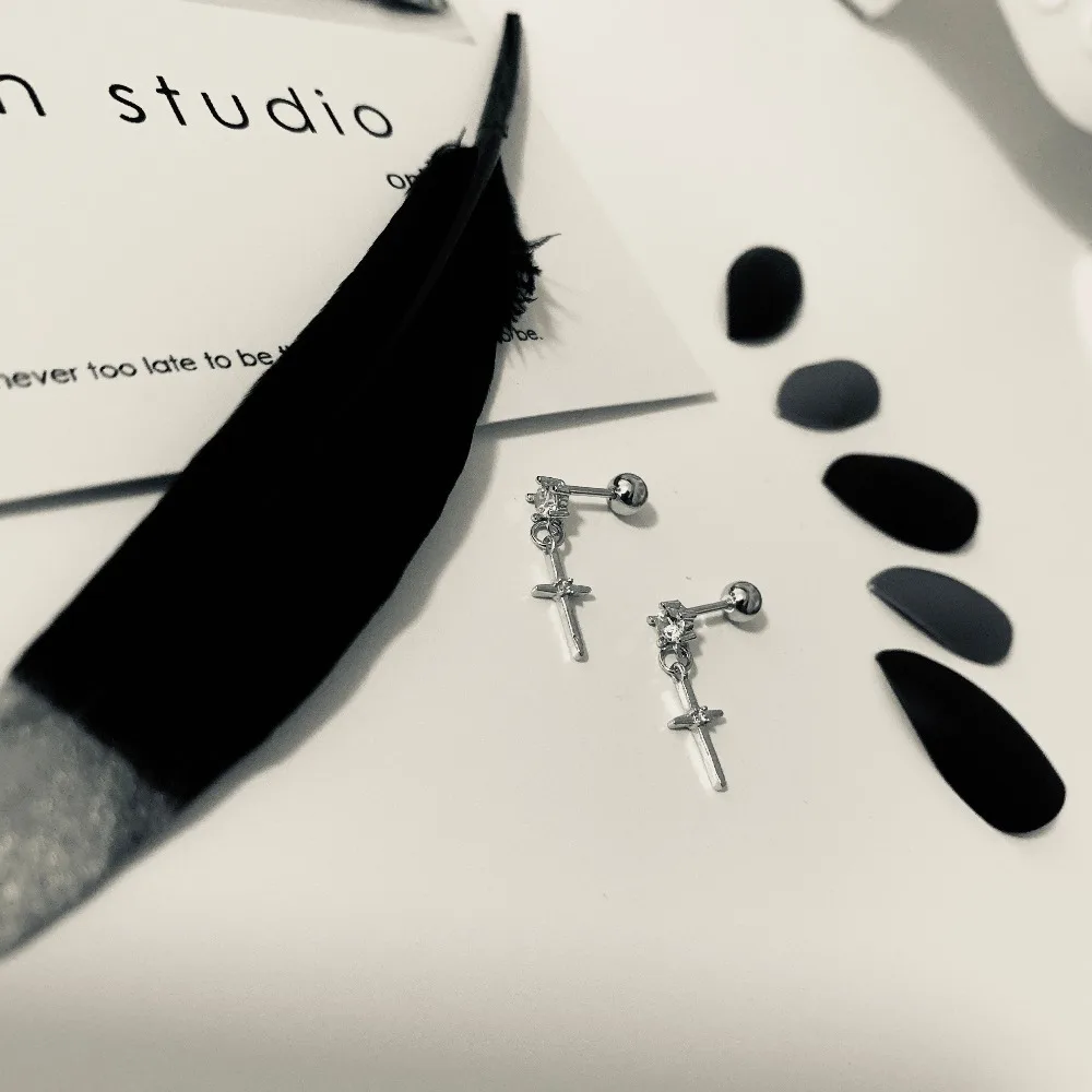 5/шт украшения пирсинга ногтей корейская мода крест циркониевые серьги нить шар