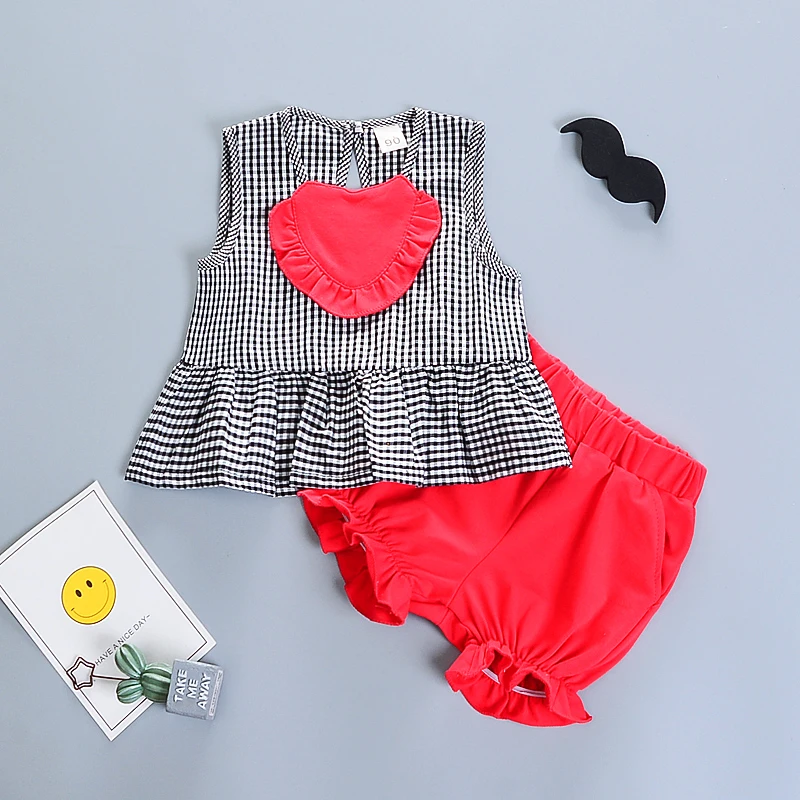 Комплекты летней одежды BibiCola для маленьких девочек 2 шт. хлопковые топы без