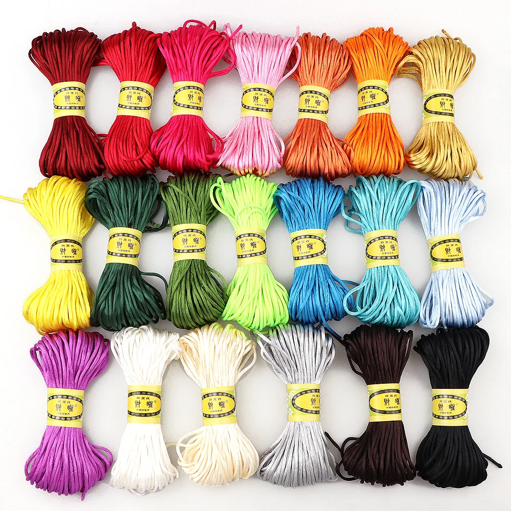 

20M 20Colors Braided Macrame Silk Satin Nylon Cord Rope DIY Chinese Knot Jewelry Bracelet Making Findings Beading Thread 2mm