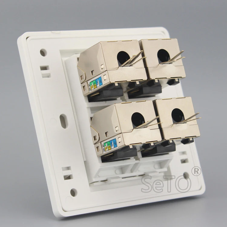 SeTo 86 Тип четыре порта гигабитная Сетевая розетка Lan RJ45 Cat6 настенная пластина