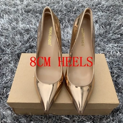 JSQP-AL gold8cm Г. Модная женская обувь свадебные женские туфли из лакированной кожи золотистого цвета пикантные женские туфли-лодочки с острым носком на высоком каблуке 12 см, 10 см, 8 см - Цвет: JSQP-AL gold8cm