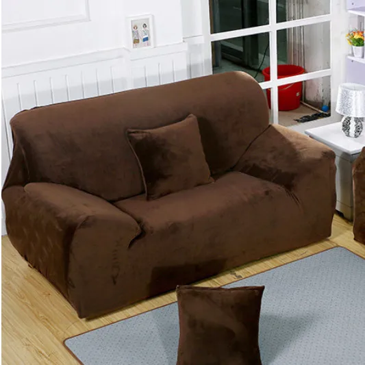 coffee Толстый бархатный плюшевый диван Slipcover Pixel стрейч Модный чехол для дивана серый, фиолетовый чехол для дивана анти-клещи Manta теплое использование гостиной - Цвет: coffee